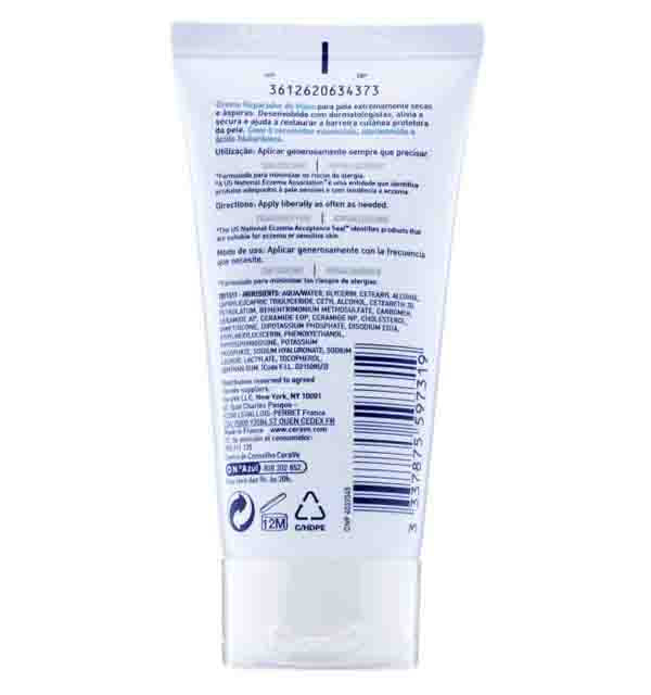 CeraVe Reparative Hand Cream For Dry and Rough Hands with Hyaluronic acid and Three Essential Ceramides 50ml .